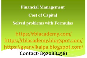 Cost of Capital formula & Solved Problems on Cost Of Equity, Debt, WACC - Financial Management notes on Cost of Capital, Cost of Debt, Equity and Preference Share, Weighted Average Cost of Capital Illustrations Kd Ke Kp Ko Cost of capital represents the return a company needs to achieve in order to justify the cost of a capital project, such as purchasing new equipment or constructing a new building. Cost of capital encompasses the cost of both equity and debt, weighted according to the company's preferred or existing capital structure. This is known as the weighted average cost of capital (WACC).A company's investment decisions for new projects should always generate a return that exceeds the firm's cost of the capital used to finance the project. Otherwise, the project will not generate a return for investors. Weighted Average Cost of Capital (WACC)A firm's cost of capital is typically calculated using the weighted average cost of capital formula that considers the cost of both debt and equity capital. Each category of the firm's capital is weighted proportionately to arrive at a blended rate, and the formula considers every type of debt and equity on the company's balance sheet, including common and preferred stock, bonds, and other forms of debt .Finding the Cost of Debt The cost of capital becomes a factor in deciding which financing track to follow: debt, equity, or a combination of the two. Early-stage companies rarely have sizable assets to pledge as collateral for loans, so equity financing becomes the default mode of funding. Less-established companies with limited operating histories will pay a higher cost for capital than older companies with solid track records since lenders and investors will demand a higher risk premium for the former. The cost of equity is more complicated since the rate of return demanded by equity investors is not as clearly defined as it is by lenders. The cost of equity is approximated by the capital asset pricing model as follows: